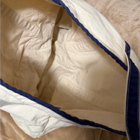 Retro Vintage Falling Leaf Lake Navy and Cream Tote Bag - Picture 6 of 8